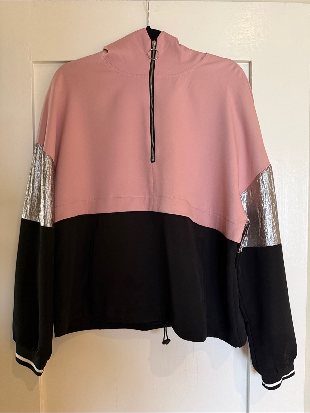 Women’s Colorblock Half-Zip Pulloveri Jacket - Pink/Black